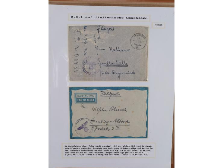 1941/46, interessante Sammlung “Der Krieg in der Wüste” mit vielen verschiedenen Einheiten und Feldpoststempeln, R-Dienstbrie