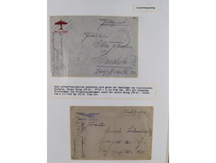 1941/46, interessante Sammlung “Der Krieg in der Wüste” mit vielen verschiedenen Einheiten und Feldpoststempeln, R-Dienstbrie