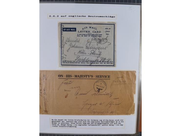 1941/46, interessante Sammlung “Der Krieg in der Wüste” mit vielen verschiedenen Einheiten und Feldpoststempeln, R-Dienstbrie