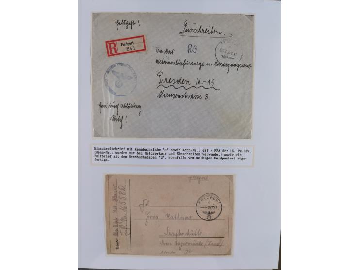 1941/46, interessante Sammlung “Der Krieg in der Wüste” mit vielen verschiedenen Einheiten und Feldpoststempeln, R-Dienstbrie