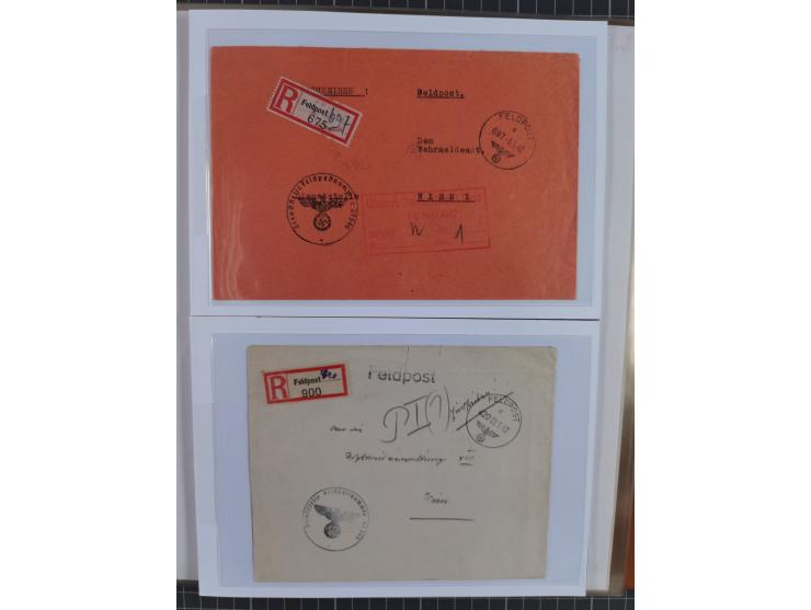 1941/46, interessante Sammlung “Der Krieg in der Wüste” mit vielen verschiedenen Einheiten und Feldpoststempeln, R-Dienstbrie