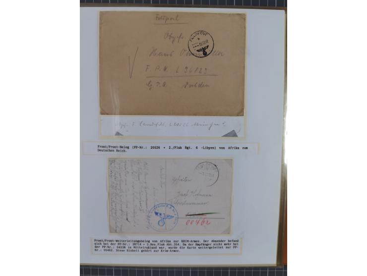 1941/46, interessante Sammlung “Der Krieg in der Wüste” mit vielen verschiedenen Einheiten und Feldpoststempeln, R-Dienstbrie