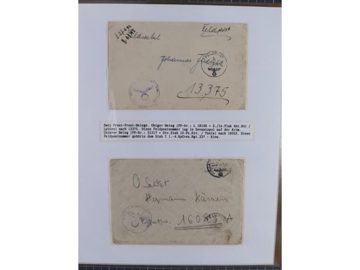 1941/46, interessante Sammlung “Der Krieg in der Wüste” mit vielen verschiedenen Einheiten und Feldpoststempeln, R-Dienstbrie