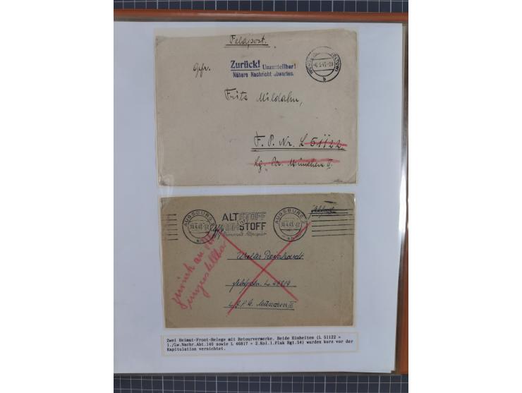 1941/46, interessante Sammlung “Der Krieg in der Wüste” mit vielen verschiedenen Einheiten und Feldpoststempeln, R-Dienstbrie