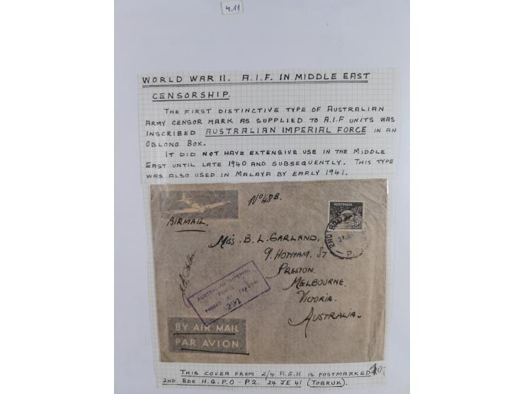 1941/46, interessante Sammlung “Der Krieg in der Wüste” mit vielen verschiedenen Einheiten und Feldpoststempeln, R-Dienstbrie