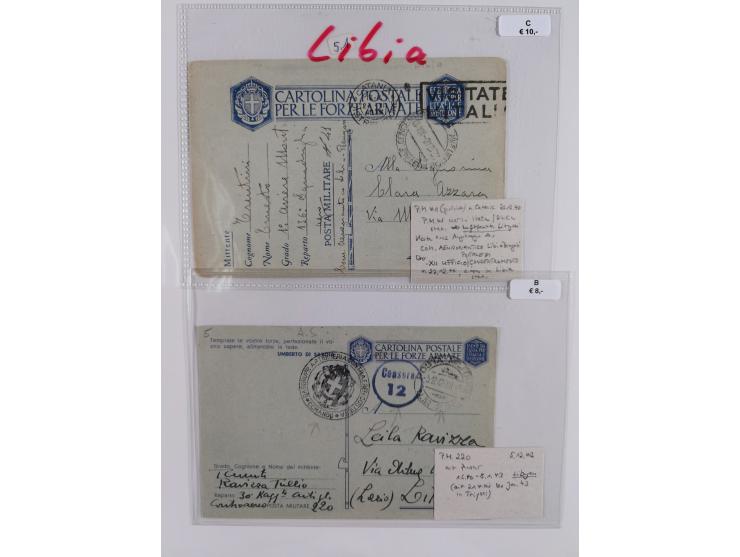 1941/46, interessante Sammlung “Der Krieg in der Wüste” mit vielen verschiedenen Einheiten und Feldpoststempeln, R-Dienstbrie