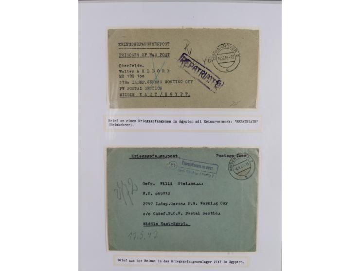1941/46, interessante Sammlung “Der Krieg in der Wüste” mit vielen verschiedenen Einheiten und Feldpoststempeln, R-Dienstbrie