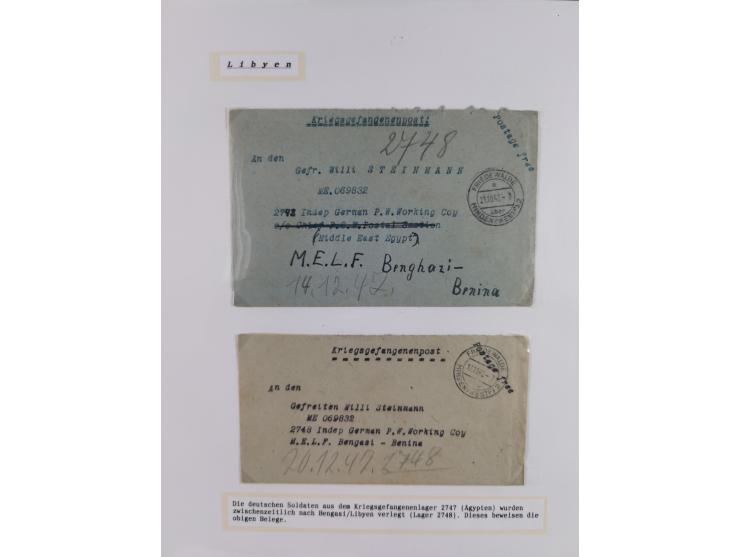 1941/46, interessante Sammlung “Der Krieg in der Wüste” mit vielen verschiedenen Einheiten und Feldpoststempeln, R-Dienstbrie