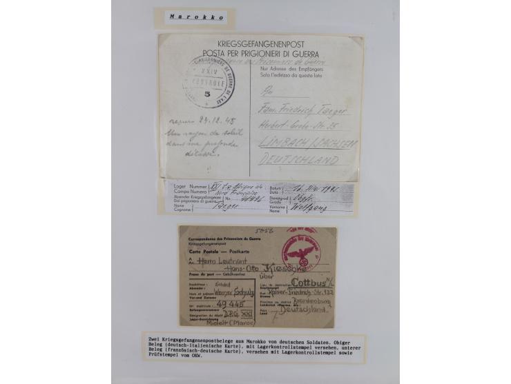 1941/46, interessante Sammlung “Der Krieg in der Wüste” mit vielen verschiedenen Einheiten und Feldpoststempeln, R-Dienstbrie