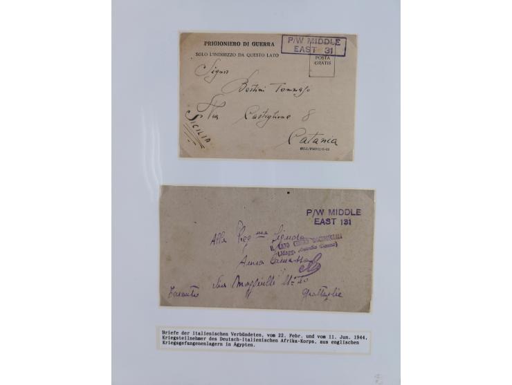 1941/46, interessante Sammlung “Der Krieg in der Wüste” mit vielen verschiedenen Einheiten und Feldpoststempeln, R-Dienstbrie