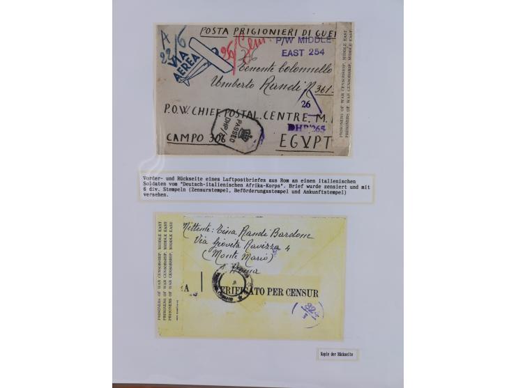 1941/46, interessante Sammlung “Der Krieg in der Wüste” mit vielen verschiedenen Einheiten und Feldpoststempeln, R-Dienstbrie