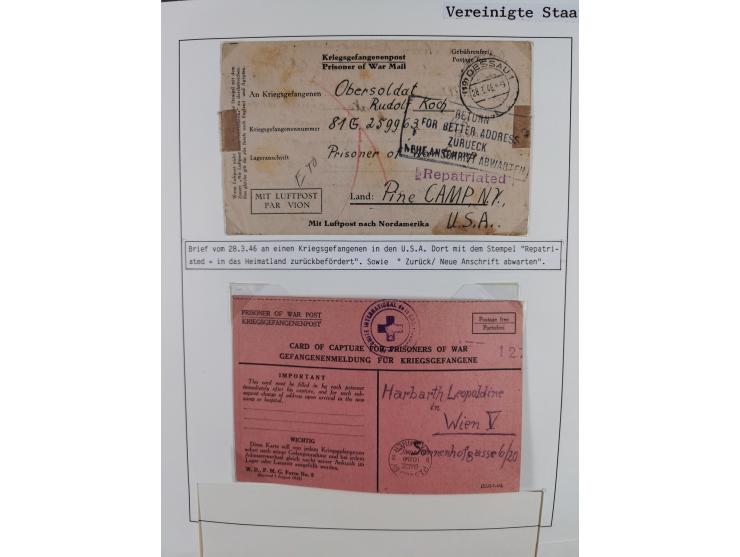 1941/47, umfangreiche Sammlung “Kriegsgefangenen- und Suchdienstpost” mit vielen verschiedenen Lagern, Zensuren, Überrolller,