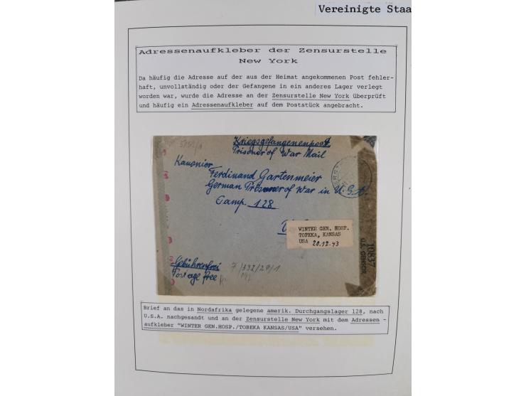 1941/47, umfangreiche Sammlung “Kriegsgefangenen- und Suchdienstpost” mit vielen verschiedenen Lagern, Zensuren, Überrolller,