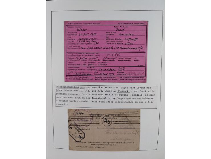 1941/47, umfangreiche Sammlung “Kriegsgefangenen- und Suchdienstpost” mit vielen verschiedenen Lagern, Zensuren, Überrolller,