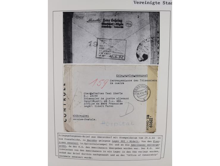 1941/47, umfangreiche Sammlung “Kriegsgefangenen- und Suchdienstpost” mit vielen verschiedenen Lagern, Zensuren, Überrolller,