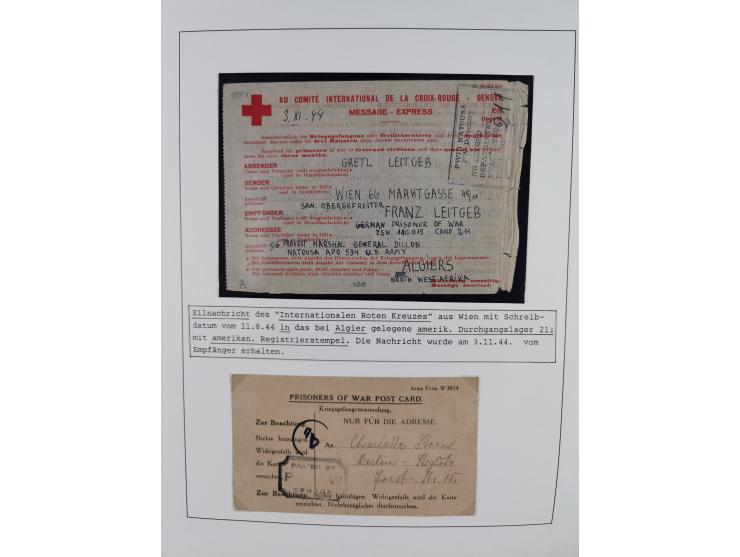 1941/47, umfangreiche Sammlung “Kriegsgefangenen- und Suchdienstpost” mit vielen verschiedenen Lagern, Zensuren, Überrolller,