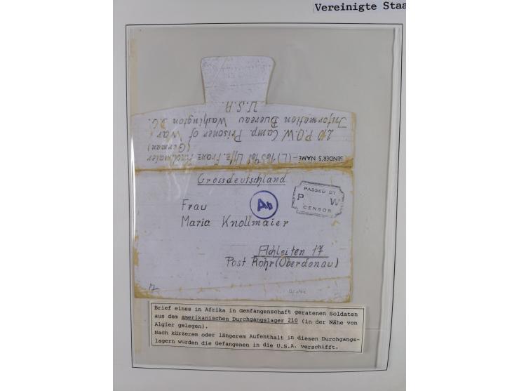 1941/47, umfangreiche Sammlung “Kriegsgefangenen- und Suchdienstpost” mit vielen verschiedenen Lagern, Zensuren, Überrolller,