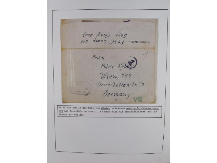 1941/47, umfangreiche Sammlung “Kriegsgefangenen- und Suchdienstpost” mit vielen verschiedenen Lagern, Zensuren, Überrolller,