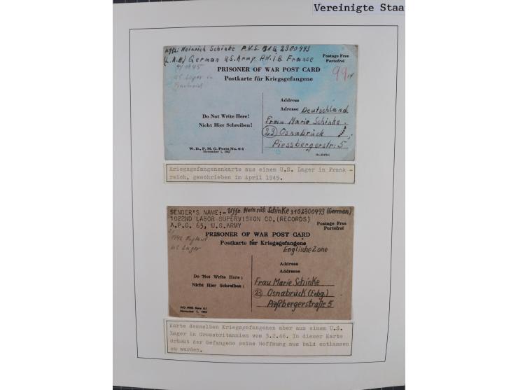1941/47, umfangreiche Sammlung “Kriegsgefangenen- und Suchdienstpost” mit vielen verschiedenen Lagern, Zensuren, Überrolller,