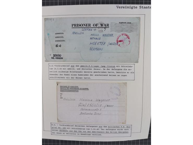 1941/47, umfangreiche Sammlung “Kriegsgefangenen- und Suchdienstpost” mit vielen verschiedenen Lagern, Zensuren, Überrolller,
