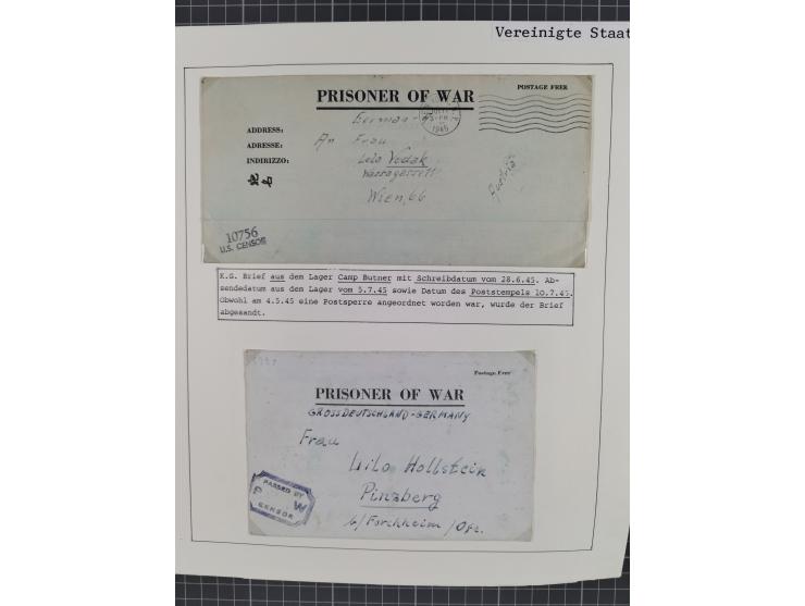 1941/47, umfangreiche Sammlung “Kriegsgefangenen- und Suchdienstpost” mit vielen verschiedenen Lagern, Zensuren, Überrolller,