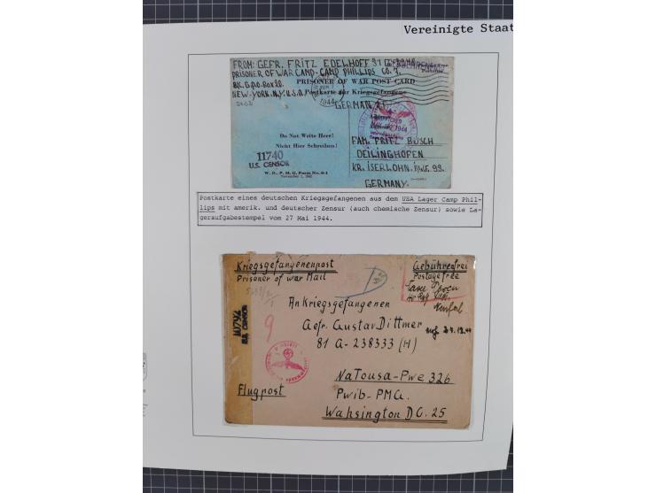 1941/47, umfangreiche Sammlung “Kriegsgefangenen- und Suchdienstpost” mit vielen verschiedenen Lagern, Zensuren, Überrolller,