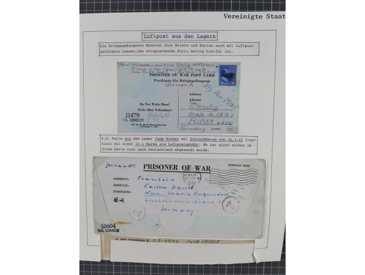 1941/47, umfangreiche Sammlung “Kriegsgefangenen- und Suchdienstpost” mit vielen verschiedenen Lagern, Zensuren, Überrolller,