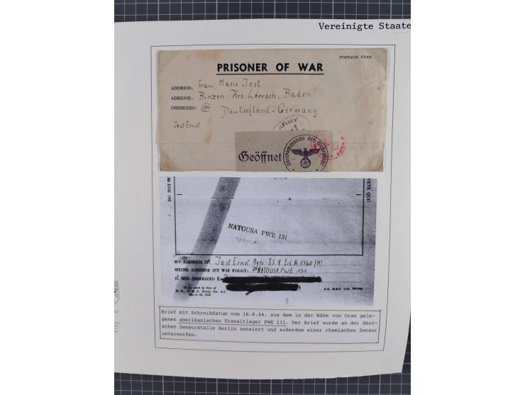 1941/47, umfangreiche Sammlung “Kriegsgefangenen- und Suchdienstpost” mit vielen verschiedenen Lagern, Zensuren, Überrolller,