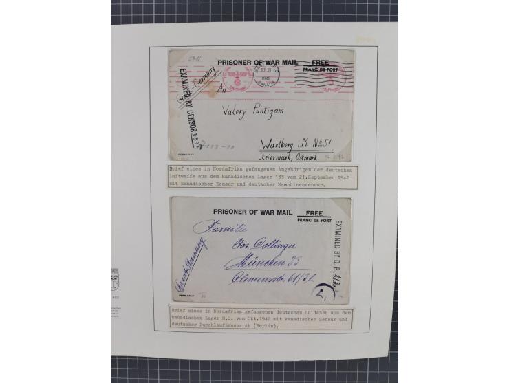 1941/47, umfangreiche Sammlung “Kriegsgefangenen- und Suchdienstpost” mit vielen verschiedenen Lagern, Zensuren, Überrolller,