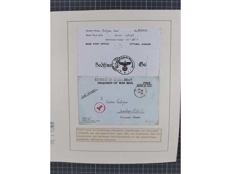 1941/47, umfangreiche Sammlung “Kriegsgefangenen- und Suchdienstpost” mit vielen verschiedenen Lagern, Zensuren, Überrolller,