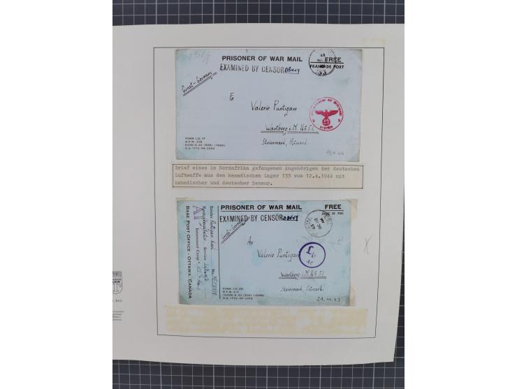 1941/47, umfangreiche Sammlung “Kriegsgefangenen- und Suchdienstpost” mit vielen verschiedenen Lagern, Zensuren, Überrolller,