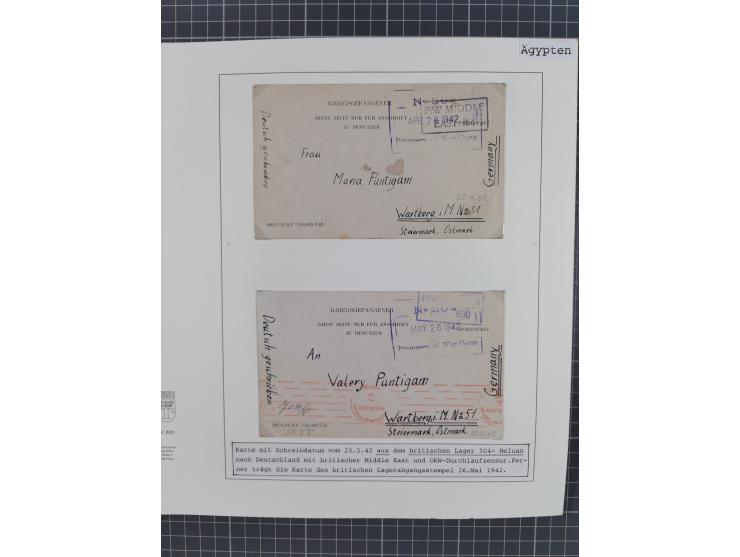 1941/47, umfangreiche Sammlung “Kriegsgefangenen- und Suchdienstpost” mit vielen verschiedenen Lagern, Zensuren, Überrolller,