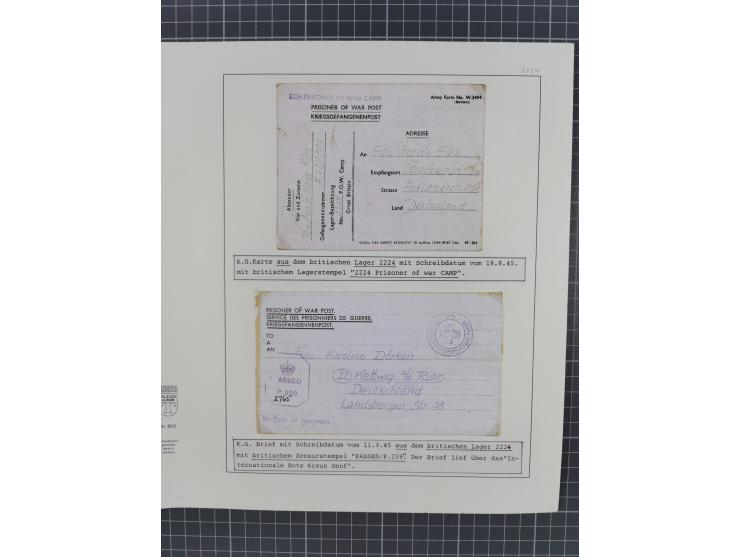 1941/47, umfangreiche Sammlung “Kriegsgefangenen- und Suchdienstpost” mit vielen verschiedenen Lagern, Zensuren, Überrolller,