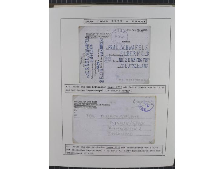 1941/47, umfangreiche Sammlung “Kriegsgefangenen- und Suchdienstpost” mit vielen verschiedenen Lagern, Zensuren, Überrolller,