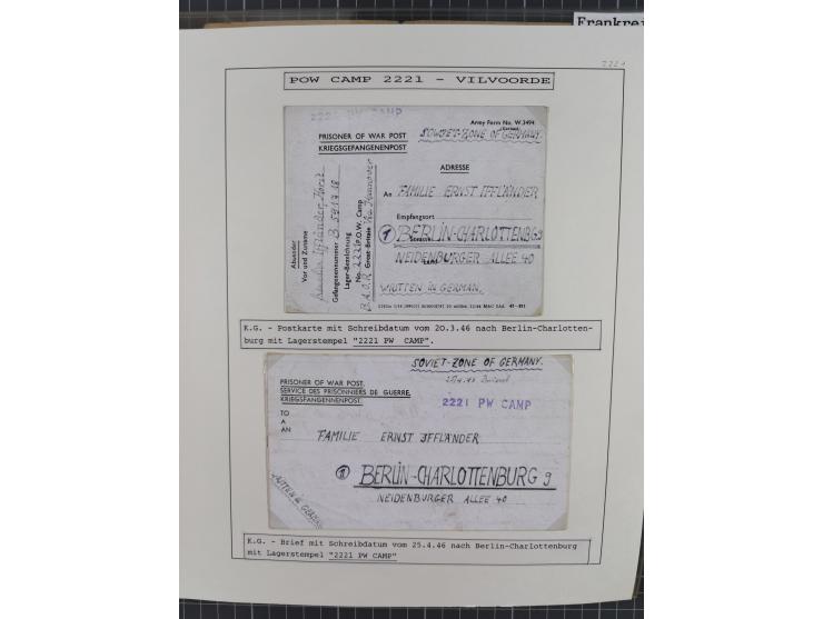 1941/47, umfangreiche Sammlung “Kriegsgefangenen- und Suchdienstpost” mit vielen verschiedenen Lagern, Zensuren, Überrolller,