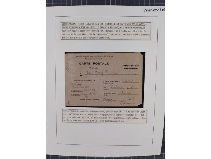1941/47, umfangreiche Sammlung “Kriegsgefangenen- und Suchdienstpost” mit vielen verschiedenen Lagern, Zensuren, Überrolller,