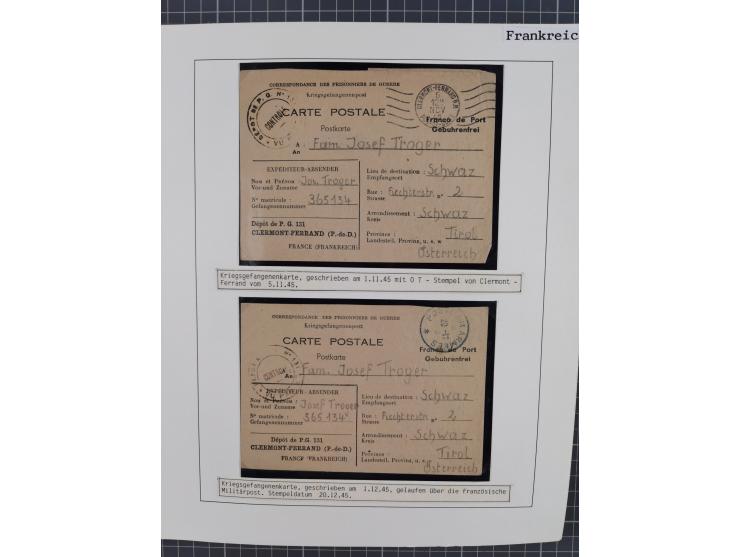 1941/47, umfangreiche Sammlung “Kriegsgefangenen- und Suchdienstpost” mit vielen verschiedenen Lagern, Zensuren, Überrolller,