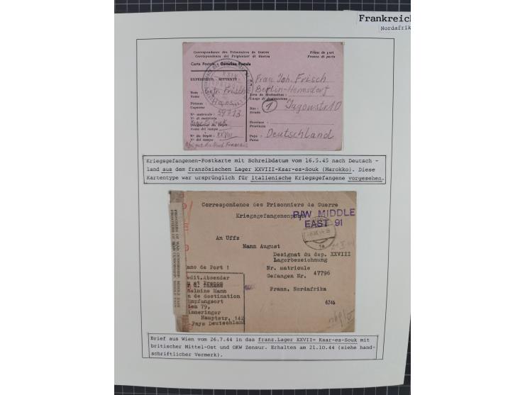 1941/47, umfangreiche Sammlung “Kriegsgefangenen- und Suchdienstpost” mit vielen verschiedenen Lagern, Zensuren, Überrolller,