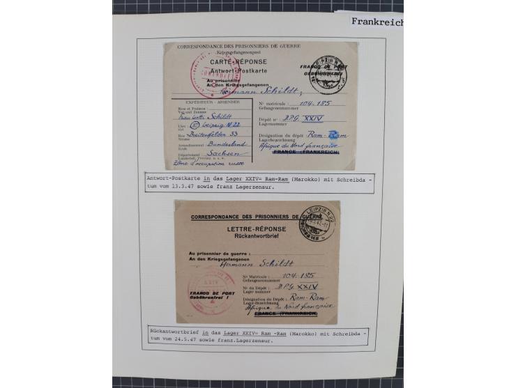 1941/47, umfangreiche Sammlung “Kriegsgefangenen- und Suchdienstpost” mit vielen verschiedenen Lagern, Zensuren, Überrolller,