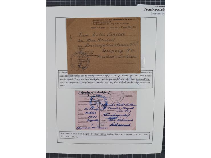 1941/47, umfangreiche Sammlung “Kriegsgefangenen- und Suchdienstpost” mit vielen verschiedenen Lagern, Zensuren, Überrolller,