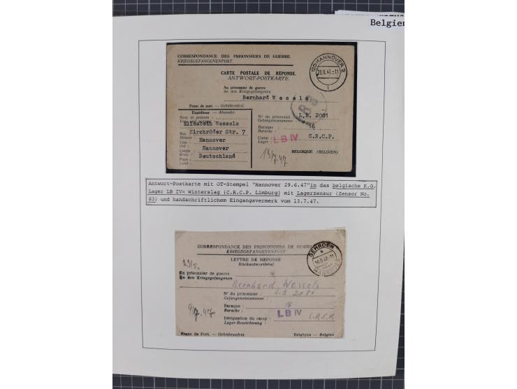 1941/47, umfangreiche Sammlung “Kriegsgefangenen- und Suchdienstpost” mit vielen verschiedenen Lagern, Zensuren, Überrolller,