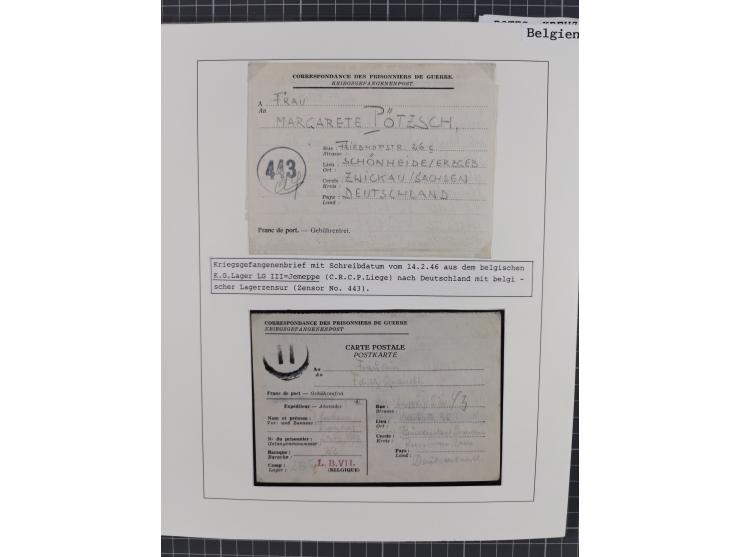 1941/47, umfangreiche Sammlung “Kriegsgefangenen- und Suchdienstpost” mit vielen verschiedenen Lagern, Zensuren, Überrolller,