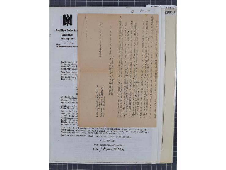 1941/47, umfangreiche Sammlung “Kriegsgefangenen- und Suchdienstpost” mit vielen verschiedenen Lagern, Zensuren, Überrolller,