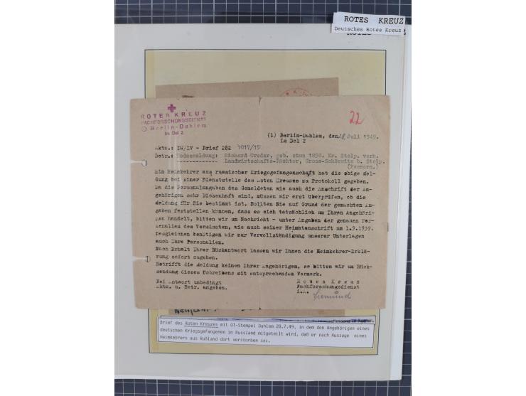 1941/47, umfangreiche Sammlung “Kriegsgefangenen- und Suchdienstpost” mit vielen verschiedenen Lagern, Zensuren, Überrolller,