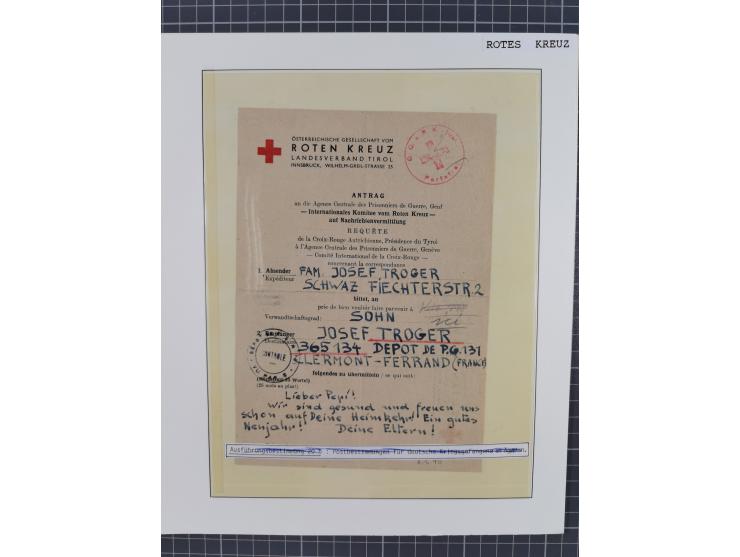 1941/47, umfangreiche Sammlung “Kriegsgefangenen- und Suchdienstpost” mit vielen verschiedenen Lagern, Zensuren, Überrolller,