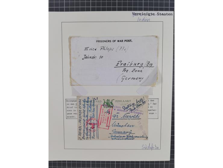 1941/47, umfangreiche Sammlung “Kriegsgefangenen- und Suchdienstpost” mit vielen verschiedenen Lagern, Zensuren, Überrolller,