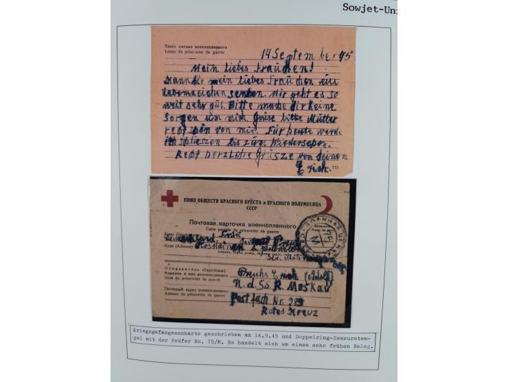 1941/47, umfangreiche Sammlung “Kriegsgefangenen- und Suchdienstpost” mit vielen verschiedenen Lagern, Zensuren, Überrolller,