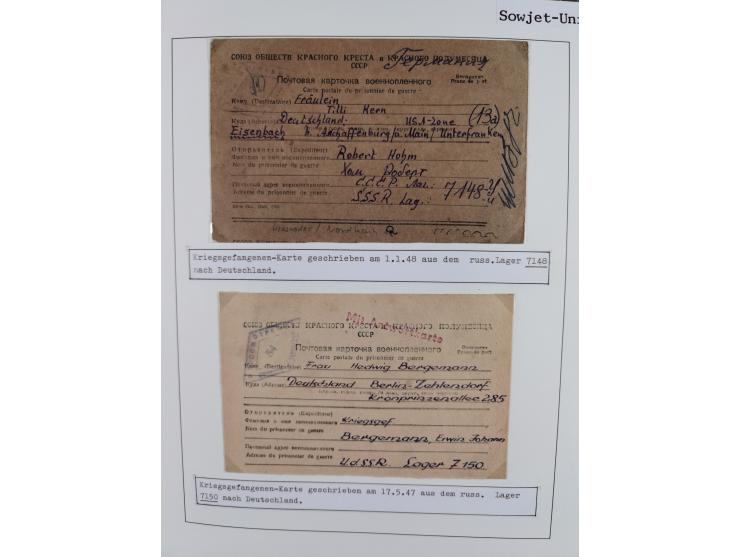 1941/47, umfangreiche Sammlung “Kriegsgefangenen- und Suchdienstpost” mit vielen verschiedenen Lagern, Zensuren, Überrolller,