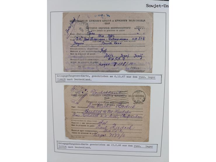 1941/47, umfangreiche Sammlung “Kriegsgefangenen- und Suchdienstpost” mit vielen verschiedenen Lagern, Zensuren, Überrolller,