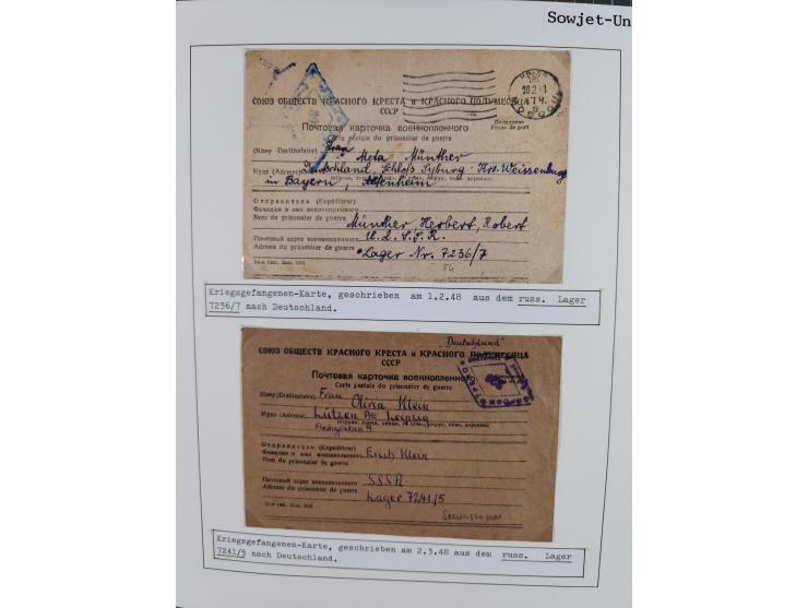 1941/47, umfangreiche Sammlung “Kriegsgefangenen- und Suchdienstpost” mit vielen verschiedenen Lagern, Zensuren, Überrolller,